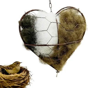 Alpaca Fiber Bird Nesting Heart - Handmade Alpaca Bird Nesting Material Holder, Outdoor Wild Bird Winter Shelter, for Bird Lover
