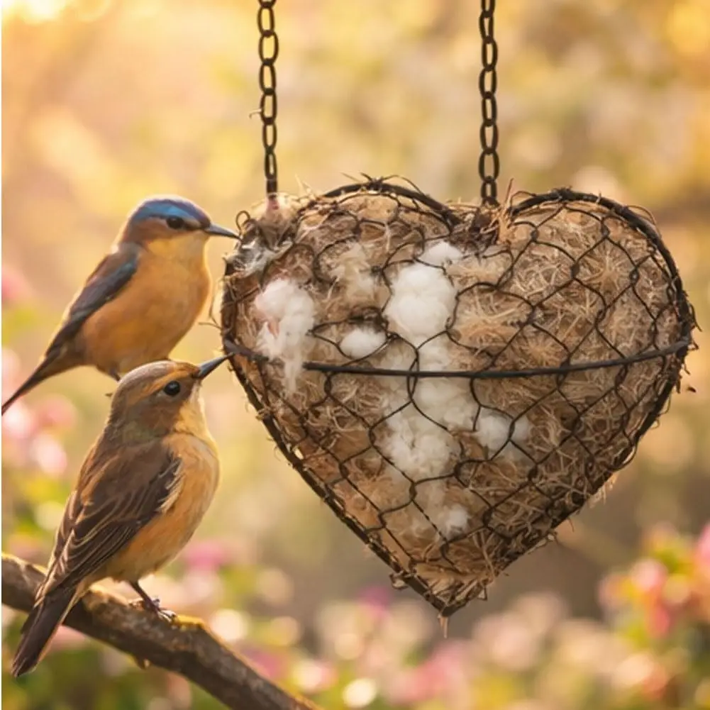 Alpaca Fiber Bird Nesting Heart - Handmade Alpaca Bird Nesting Material Holder, Outdoor Wild Bird Winter Shelter, for Bird Lover - Image 5