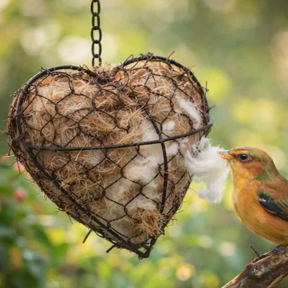 Alpaca Fiber Bird Nesting Heart - Handmade Alpaca Bird Nesting Material Holder, Outdoor Wild Bird Winter Shelter, for Bird Lover - Image 6