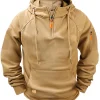 Autumn/Winter New Men's Hoodie Fashion Casual Sports Hoodie Retro Harajuku Long Sleeve Zipper Multi Pocket Loose Street Wear