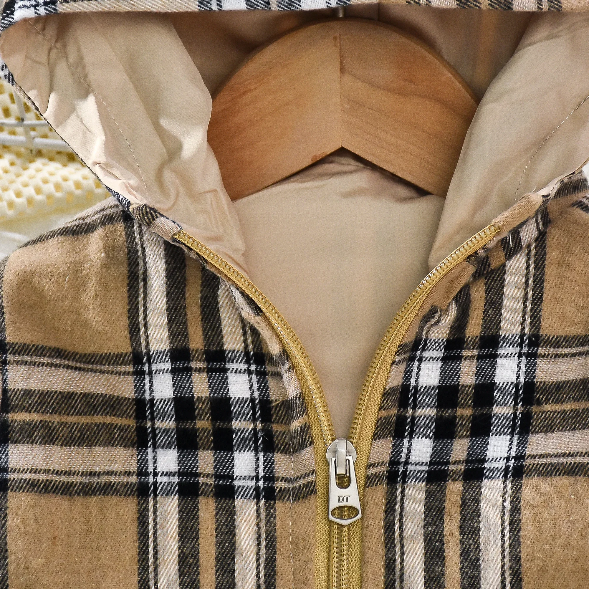 Baby Autumn Coat Fashion Plaid Hooded Long Sleeved Woolen Children'S Clothing Suitable for 0-3 Years Old - Image 4