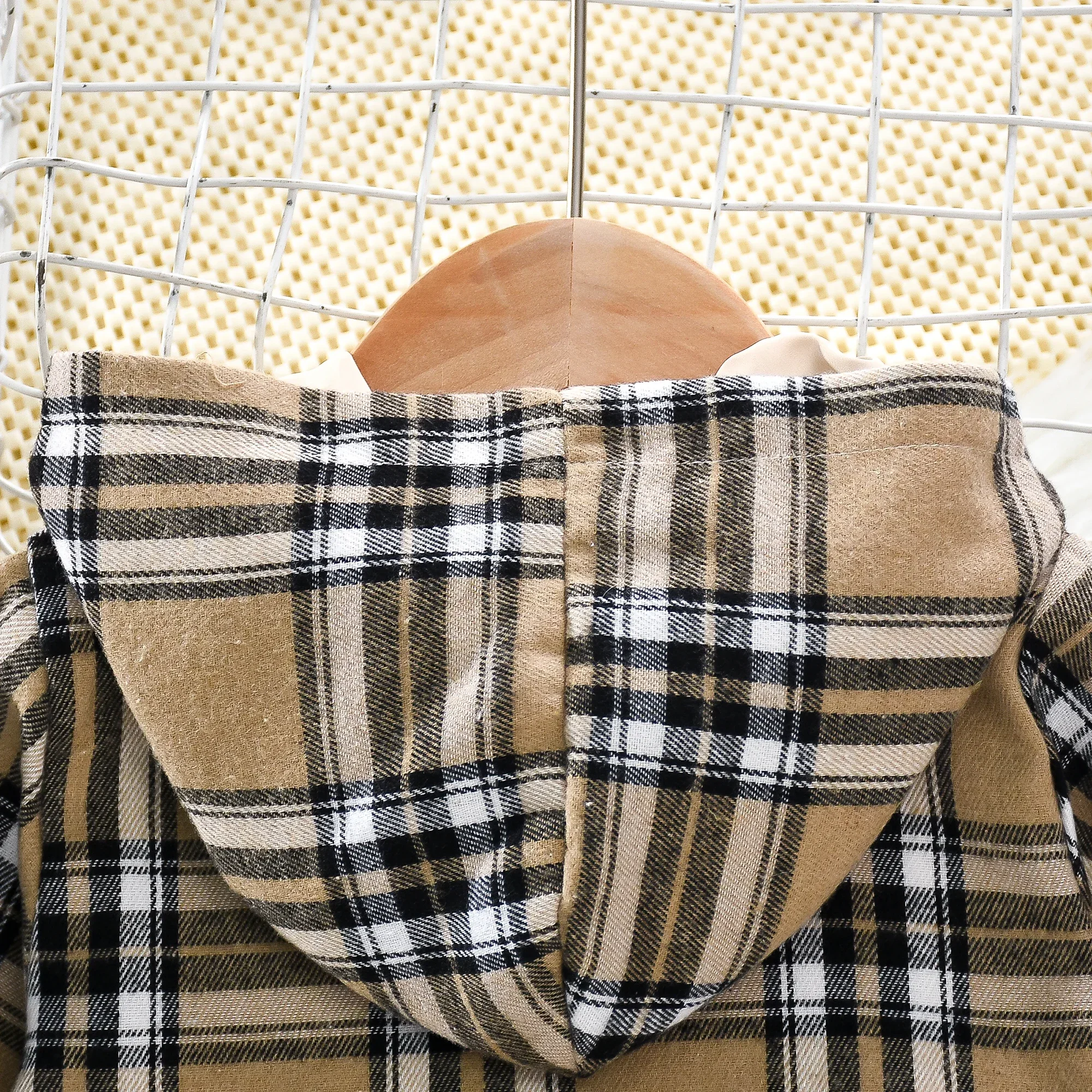 Baby Autumn Coat Fashion Plaid Hooded Long Sleeved Woolen Children'S Clothing Suitable for 0-3 Years Old - Image 5