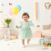 Baby girl 2Pcs/Set Autumn Dress Flying sleeves and Bow tie Princess Dress for 0-3 Year old Baby girls' Birthday Party Costumes