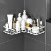 Basket Organizer Bathroom Corner Triangle Shelf Wall Mounted Storage Shelves Shampoo Holder Cosmetic Rack Iron Shower Drain