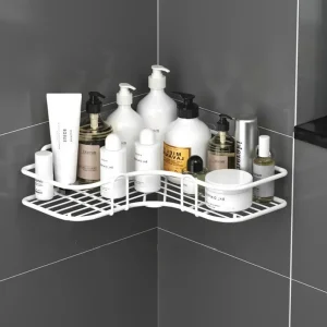 Basket Organizer Bathroom Corner Triangle Shelf Wall Mounted Storage Shelves Shampoo Holder Cosmetic Rack Iron Shower Drain
