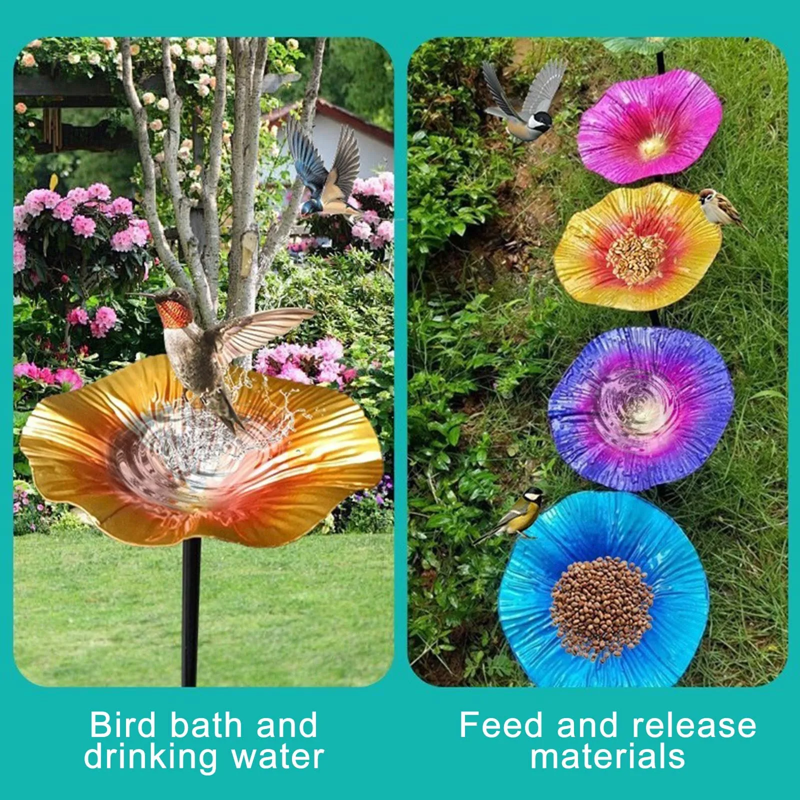 Bird Bath For Outdoors Garden Removeable Stand Bird Bath Bowl With Garden Stake For Courtyard Outdoor Garden Patio Yard Pathway - Image 2