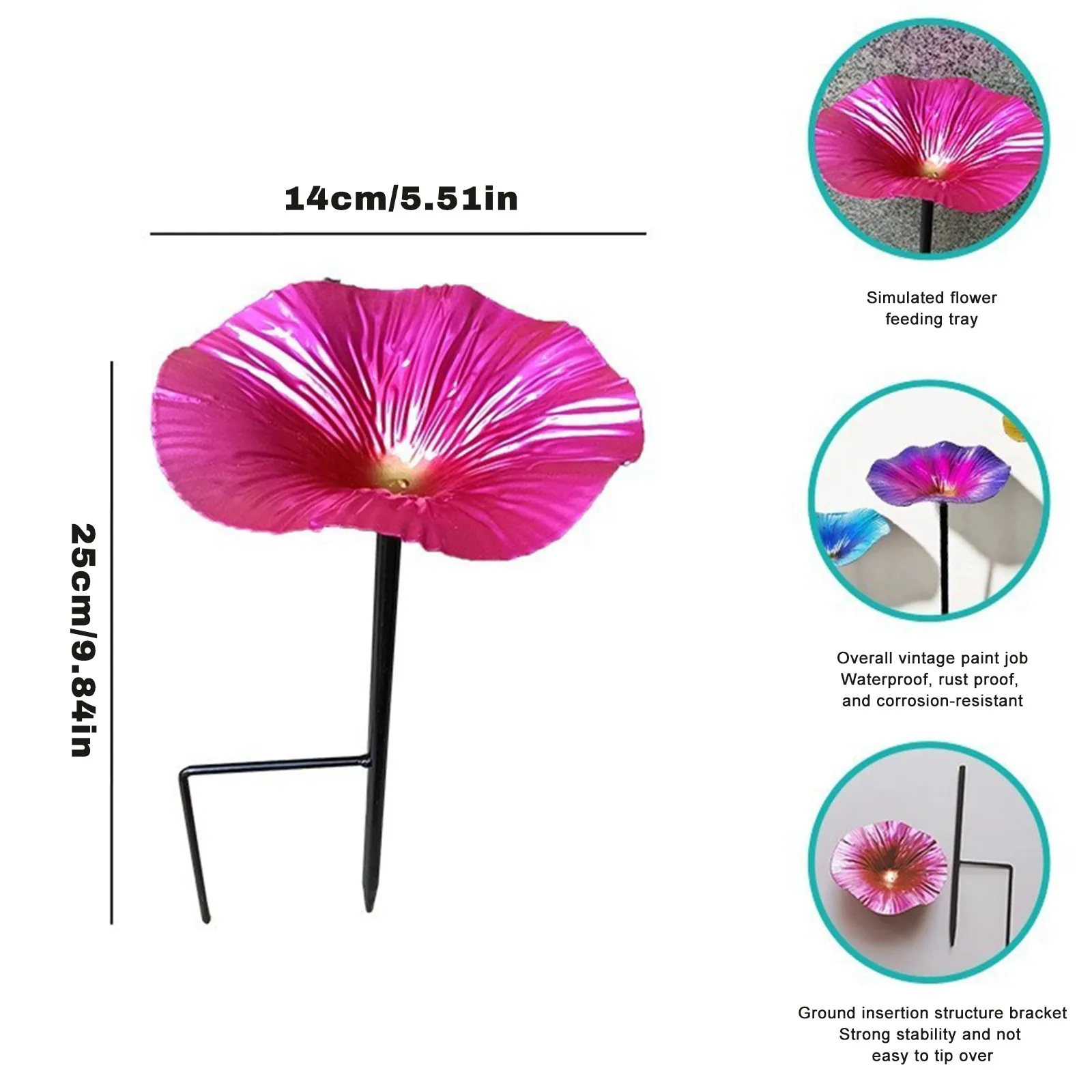 Bird Bath For Outdoors Garden Removeable Stand Bird Bath Bowl With Garden Stake For Courtyard Outdoor Garden Patio Yard Pathway - Image 3