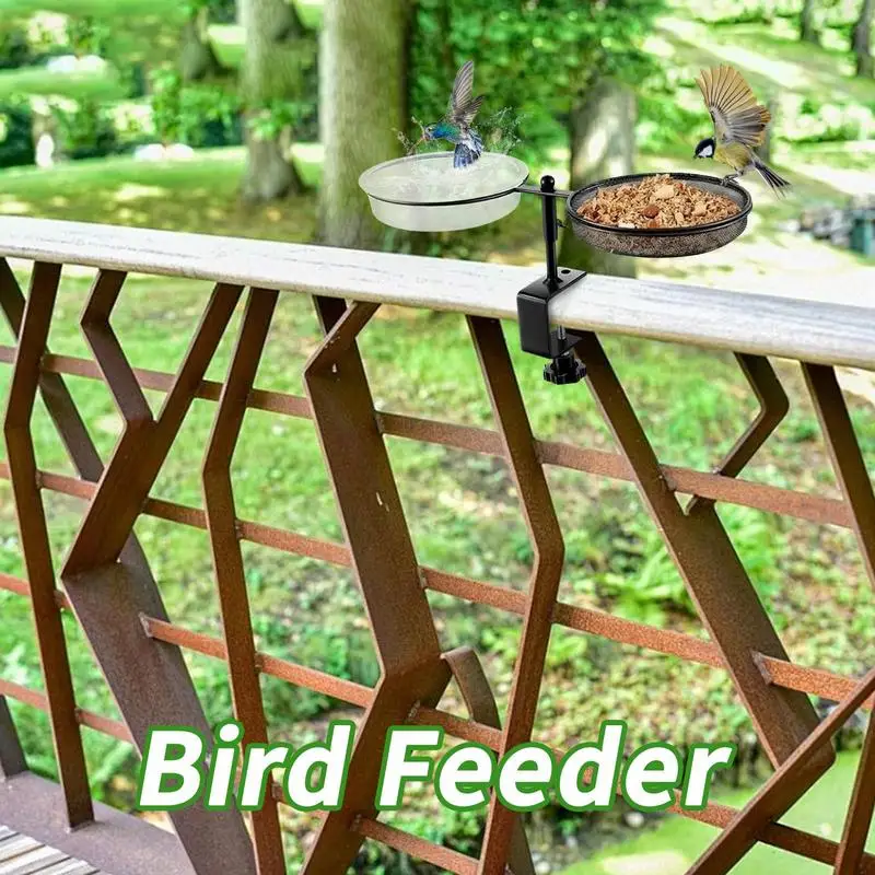 Bird Bath With Feeder Wild Bird Bath Feeder For Outdoors Detachable Tray Attached Clamp-On Water Bowl For Animals Parakeet - Image 3