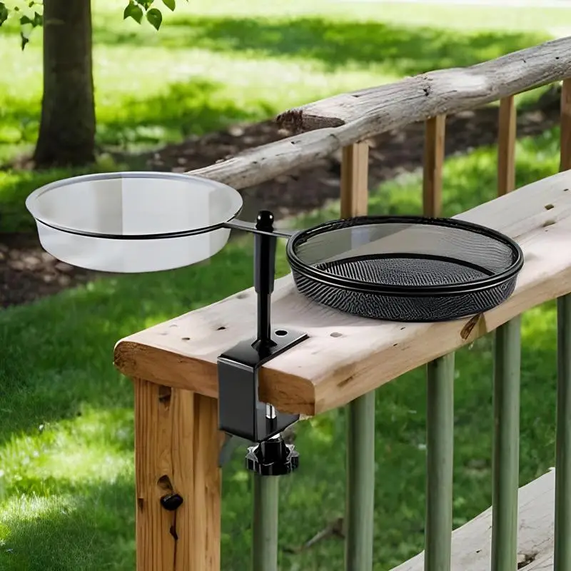 Bird Bath With Feeder Wild Bird Bath Feeder For Outdoors Detachable Tray Attached Clamp-On Water Bowl For Animals Parakeet - Image 4