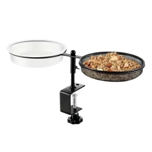 Bird Bath With Feeder Wild Bird Bath Feeder For Outdoors Detachable Tray Attached Clamp-On Water Bowl For Animals Parakeet