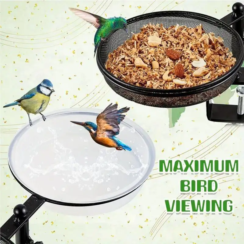 Bird Bath With Feeder Wild Bird Bath Feeder For Outdoors Detachable Tray Attached Clamp-On Water Bowl For Animals Parakeet - Image 5