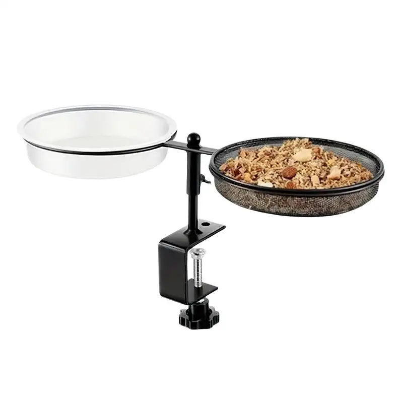 Bird Bath With Feeder Wild Bird Bath Feeder For Outdoors Detachable Tray Attached Clamp-On Water Bowl For Animals Parakeet