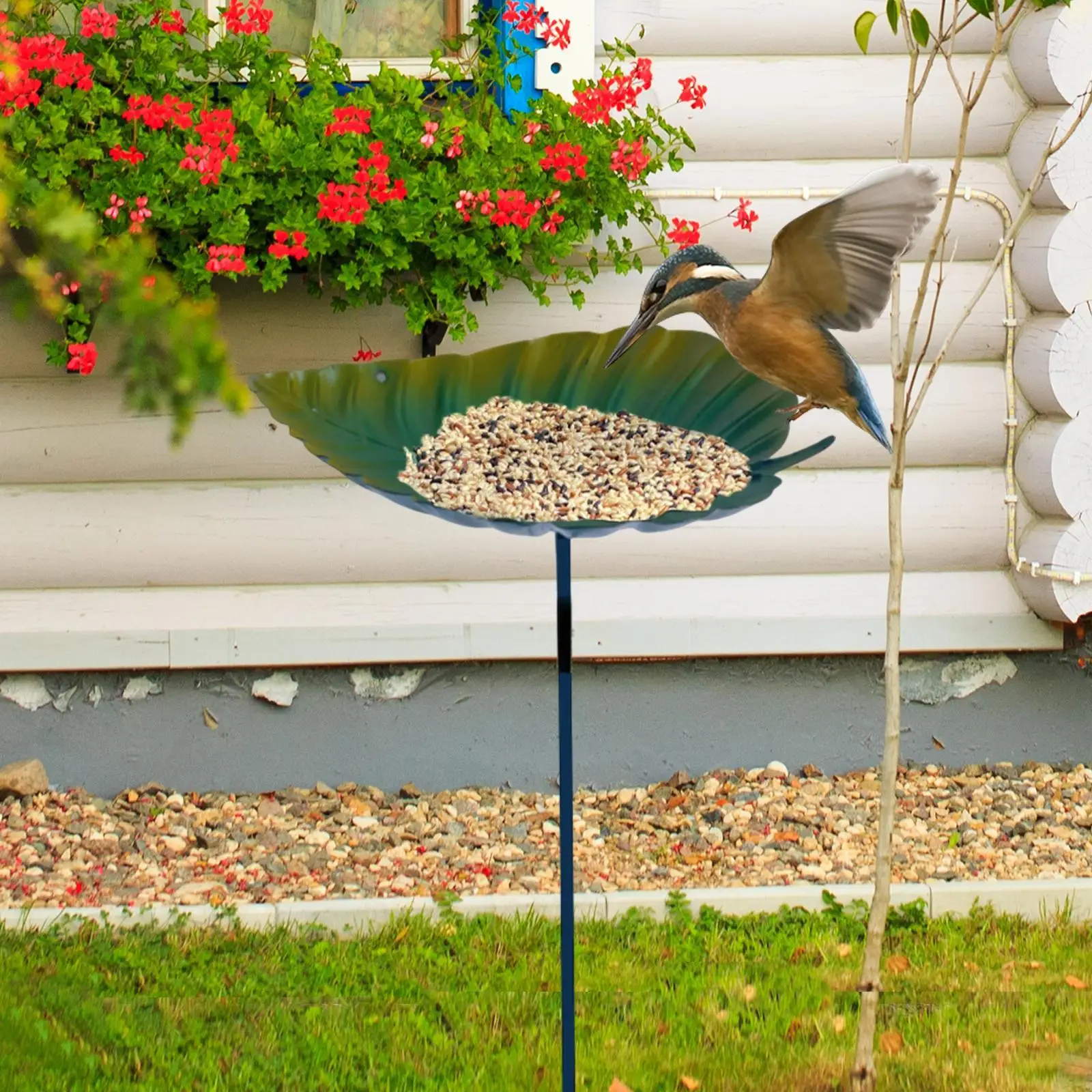 Bird Baths for Outdoors,Bird Feeder Bath,Leaf Shape Detachable Pole Birdfeeder with Metal Stake for Outdoor,Garden,Courtyard - Image 3