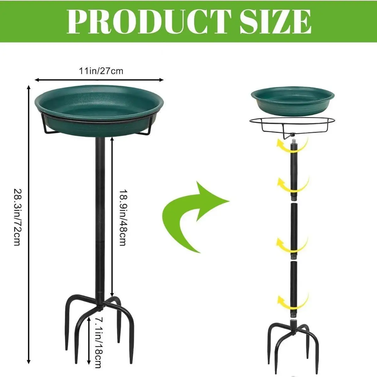 Bird Bathtub & Feeder Heavy Duty Bird Bath Feeder Bowl for Lawn Garden