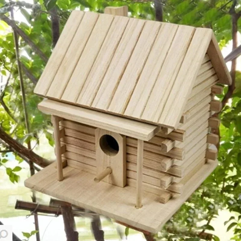 Bird Cage Accessories Birdhouses For Outside Wooden Bird House Nesting Box Hanging Bird Nests Home Garden Decoration - Image 2