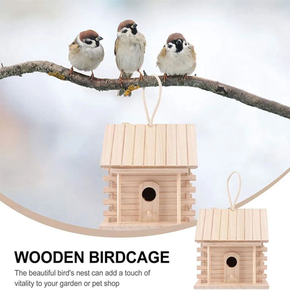 Bird Cage Accessories Birdhouses For Outside Wooden Bird House Nesting Box Hanging Bird Nests Home Garden Decoration - Image 5