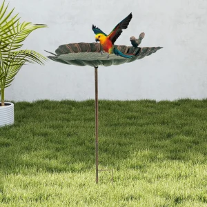 Bird Feeder Bird Bath Bowl with Garden Stake for Outdoor Garden Patio Lawn