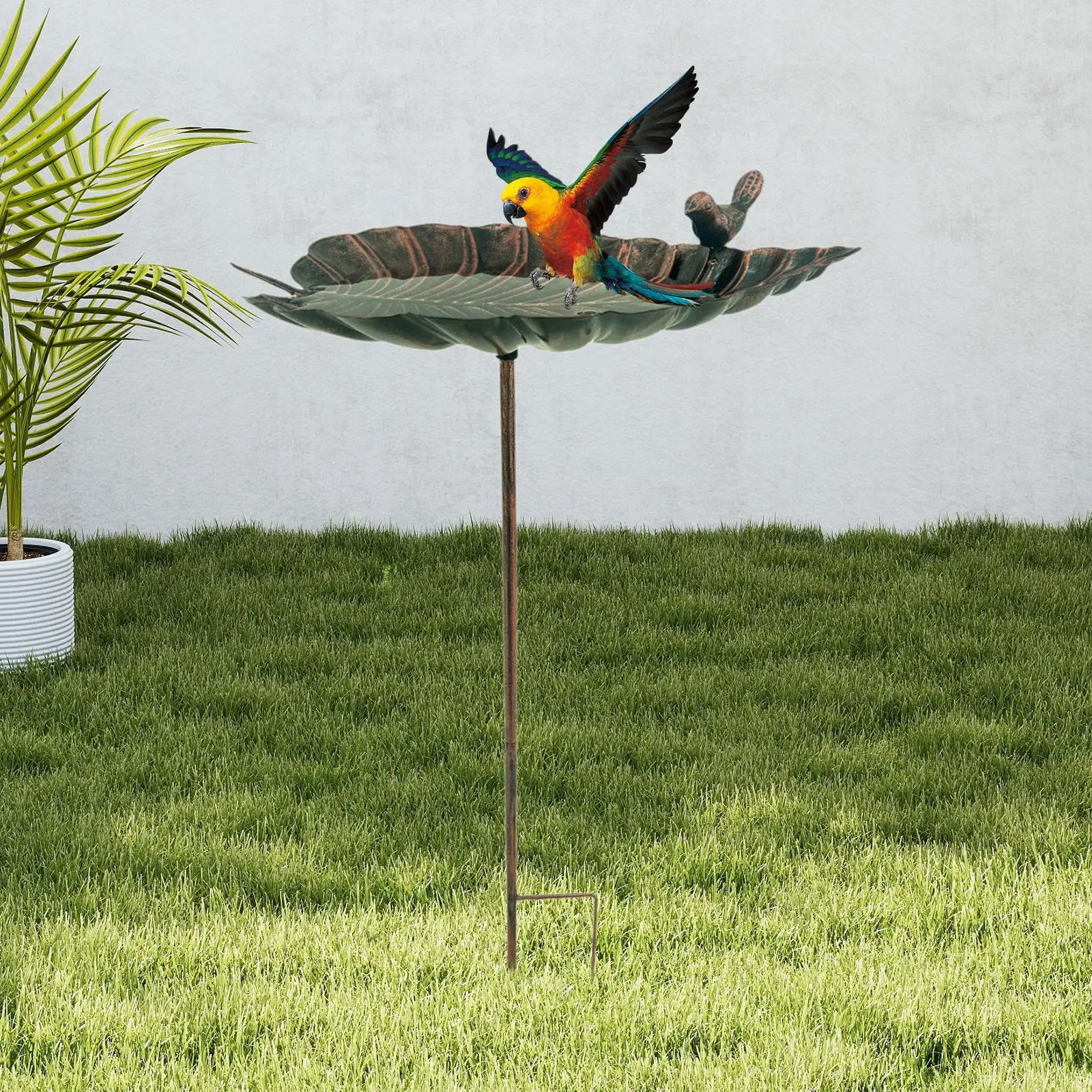 Bird Feeder Bird Bath Bowl with Garden Stake for Outdoor Garden Patio Lawn