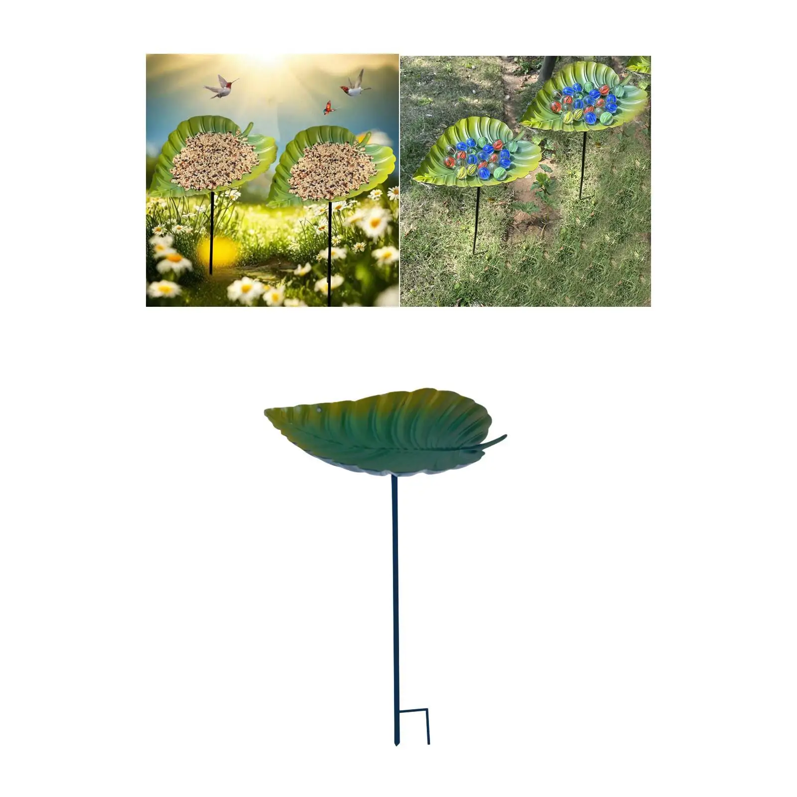 Bird Feeder Metal Detachable Pole Gift Weatherproof Decorative Bird Bath Bowl with Garden Stake for Backyard Kids Bird Lover - Image 3
