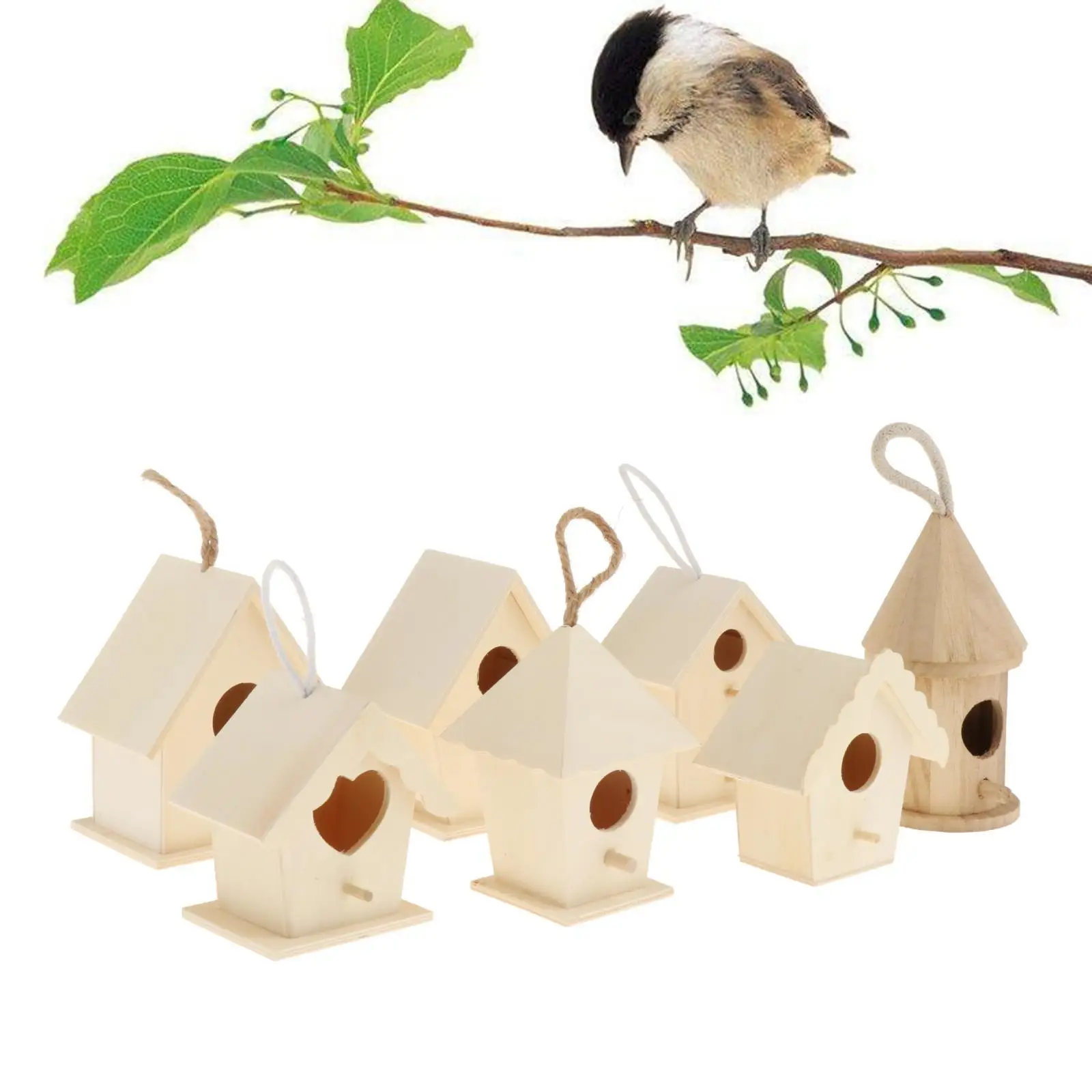 Bird Feeder Outdoor Wooden Hanging Food Container for Balcony Garden Park