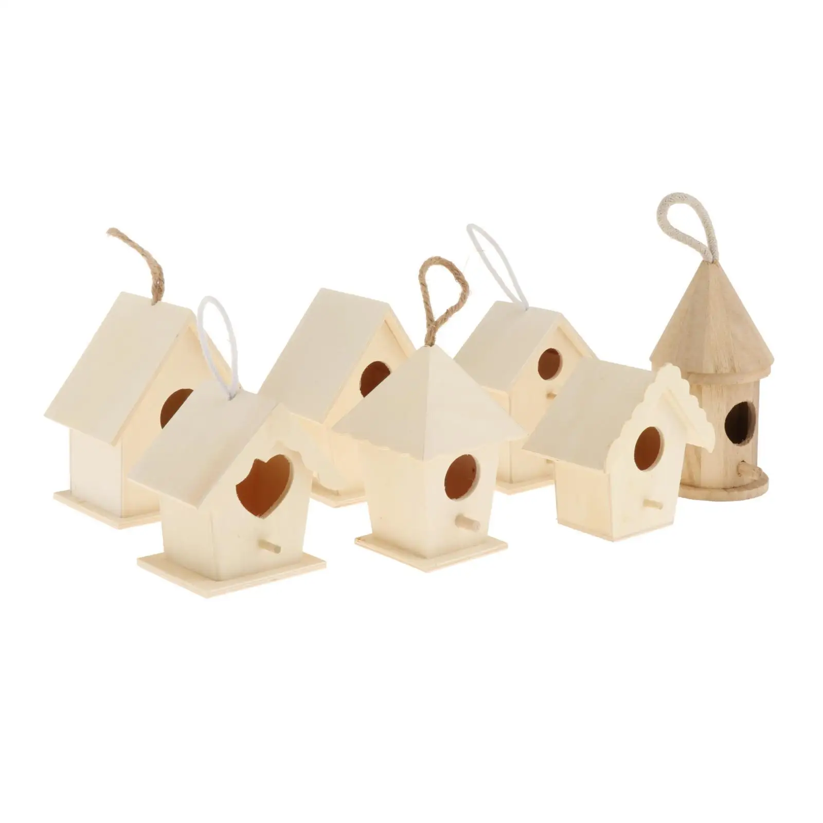 Bird Feeder Outdoor Wooden Hanging Food Container for Balcony Garden Park