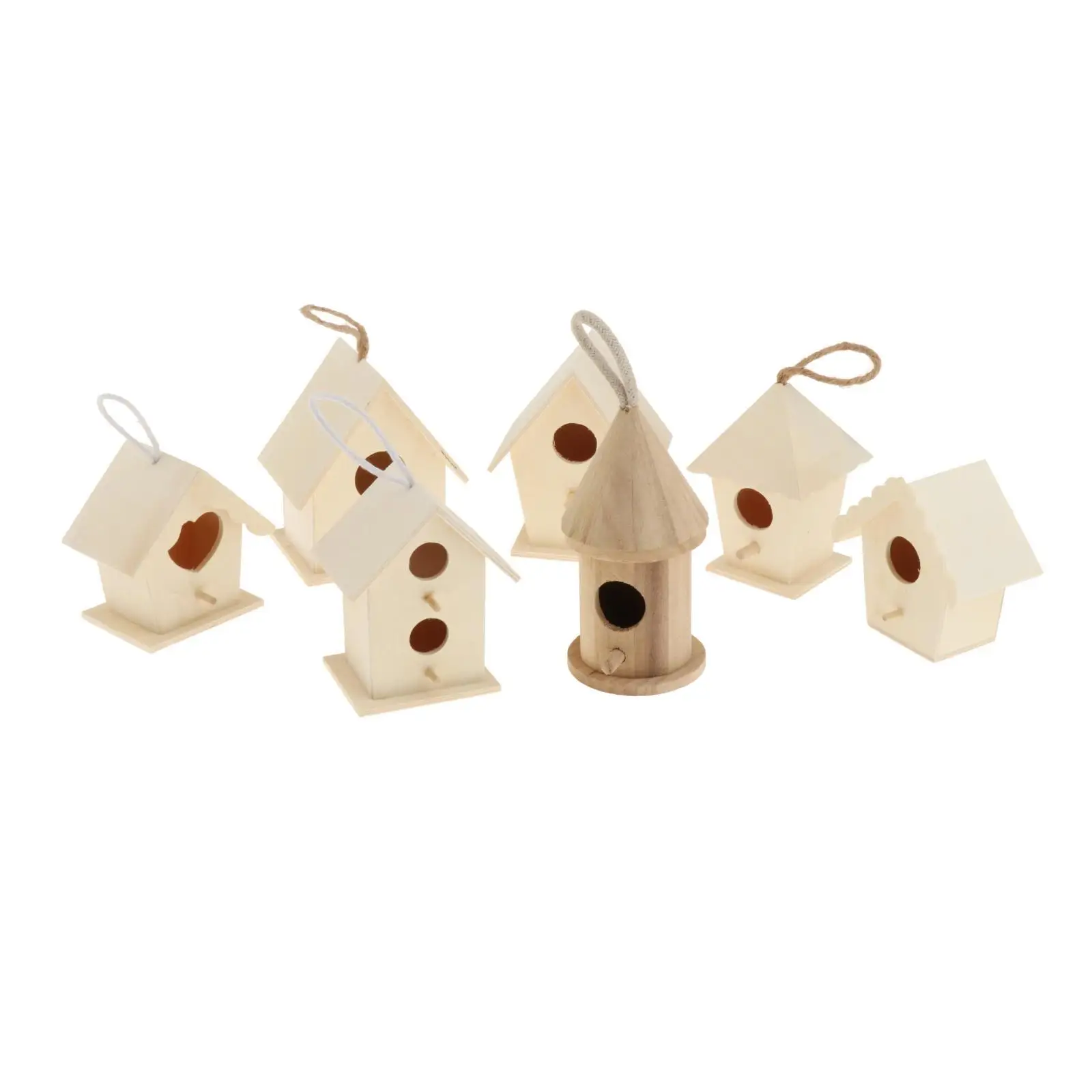 Bird Feeder Outdoor Wooden Hanging Food Container for Balcony Garden Park