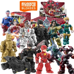 Blokees DC JUSTICE LEAGUE Batman Superman Wonder Woman The Flash Aquaman Cyborg Anime Figure Model Blind Box Assembly Toys Gifts