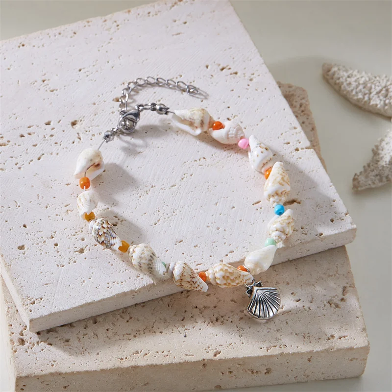 Bohemian Starfish Shell Charm Bracelets for Women Girl Summer Ocean Style Seashell Conch Beaded Bangles Beach Party Jewelry Gift