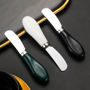 C Stainless Steel Cheese Knife Ceramic Handle Butter Knife For Butter Bread Jam Cream Spatula Baking Cake Scraper