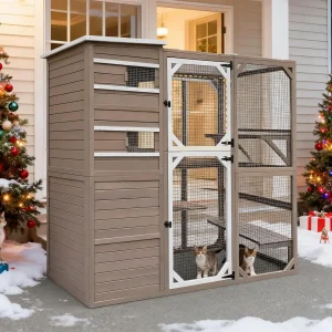 Catio Outdoor Cat Enclosure, Large Cat House Cat Cage Condo Indoor Playpen Kitty Shelter with Multi-Level, Customized