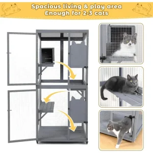 Catio Outdoor Cat Enclosure Window Access with Wheels, Cage for Cats Indoor