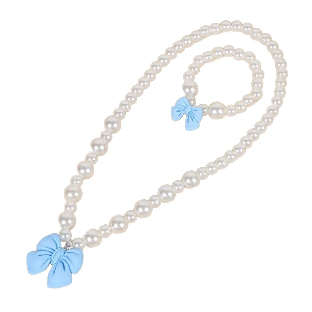 Children's Butterfly Knot Necklace Bracelet Ring Earring Set No Piercing Required Princess Jewelry Girls Accessory Kit - Image 4