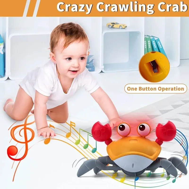 Crawling Crab Baby Toys with Music LED Light Up Musical Toys for Toddler Automatically Avoid Obstacles Interactive Toys for Kids - Image 2