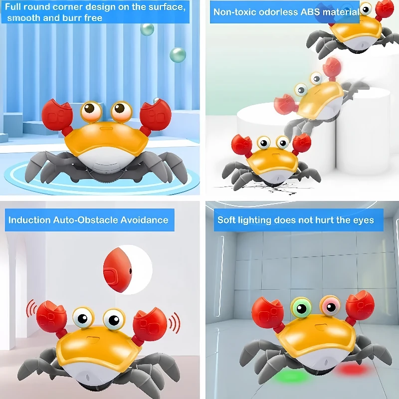 Crawling Crab Baby Toys with Music LED Light Up Musical Toys for Toddler Automatically Avoid Obstacles Interactive Toys for Kids - Image 5