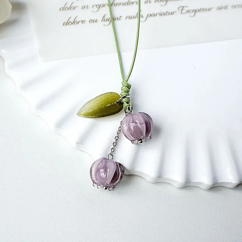 Creative Tulip Flower Leaves Mobile Phone Straps Charms Hand Rope Cute Keychain Fashion Bag Camera Pendant Lanyard Decorations - Image 3