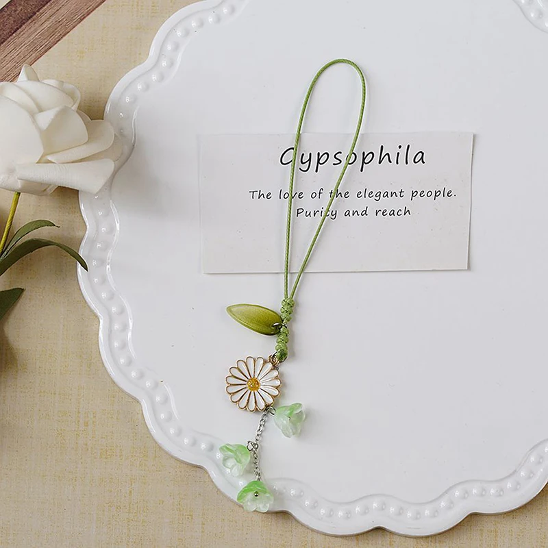 Creative Tulip Flower Leaves Mobile Phone Straps Charms Hand Rope Cute Keychain Fashion Bag Camera Pendant Lanyard Decorations