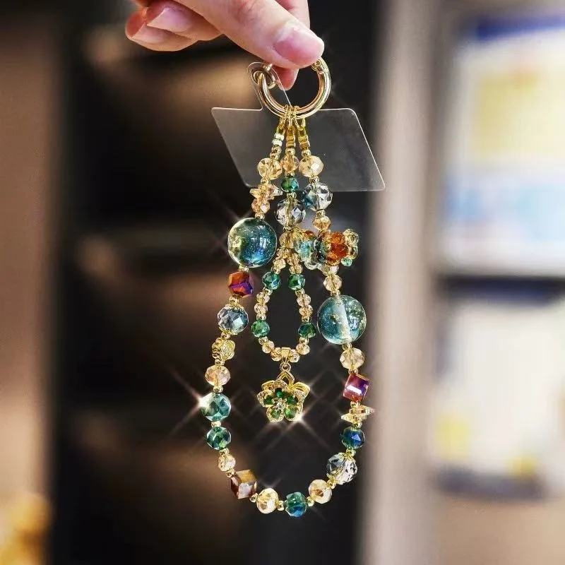 Crystal Strap Pendant Convenient Handmade Bead Lanyard Mobile Phone Strap Multi-Functional Phone Case Wrist Hanging Chain - Image 2