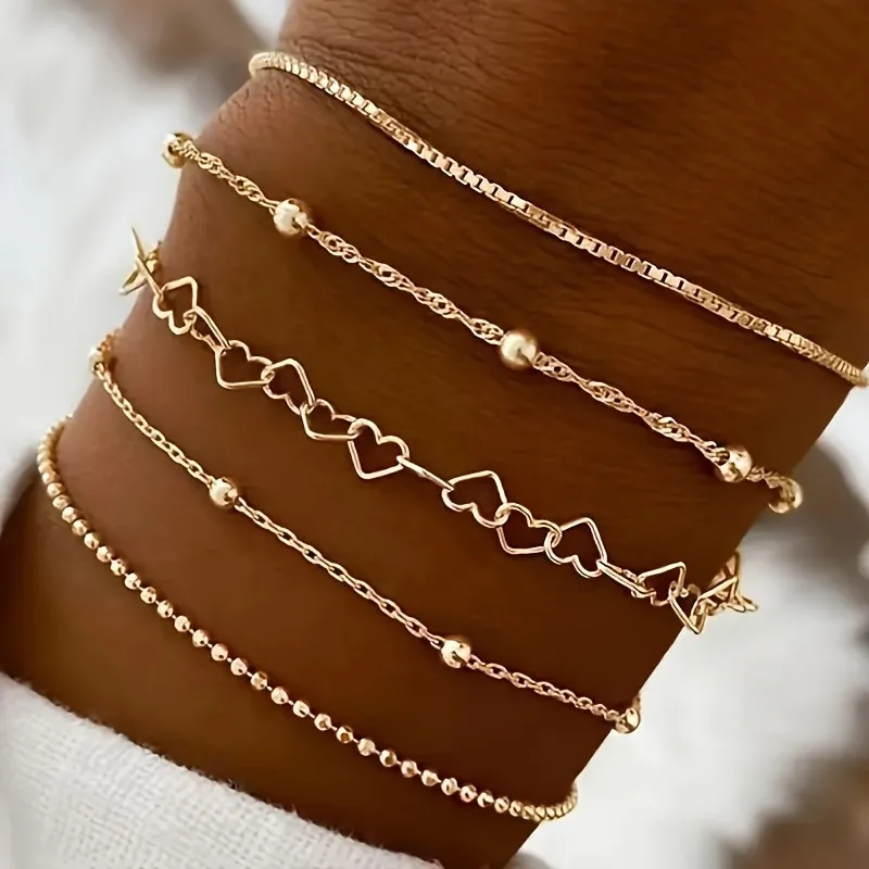 Cuban Chain Bracelet Set for Women Gold Color Boho RetroThick Twist Trendy Quality Jewelry Gifts - Image 6