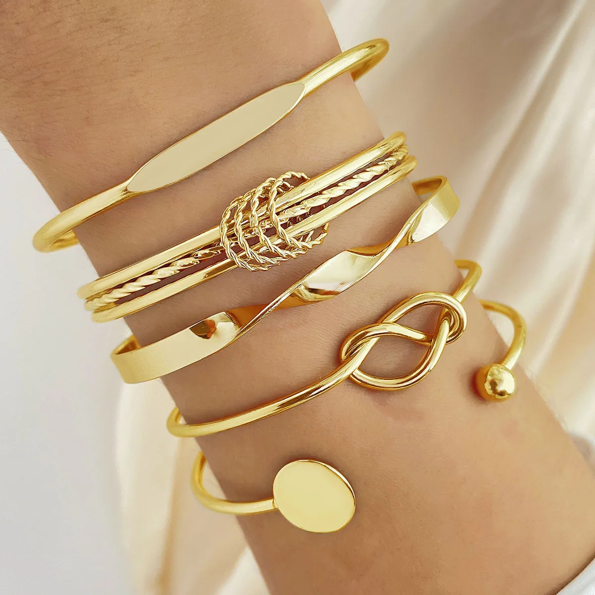 Cuban Chain Bracelet Set for Women Gold Color Boho RetroThick Twist Trendy Quality Jewelry Gifts - Image 5