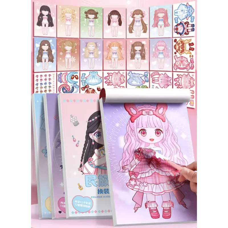 DIY Dress Up Sticker Girl Paper Doll Quiet Book Sweet Cool Girl Star Doll Change Clothes Scrapbook Craft Children's Makeup Book - Image 6