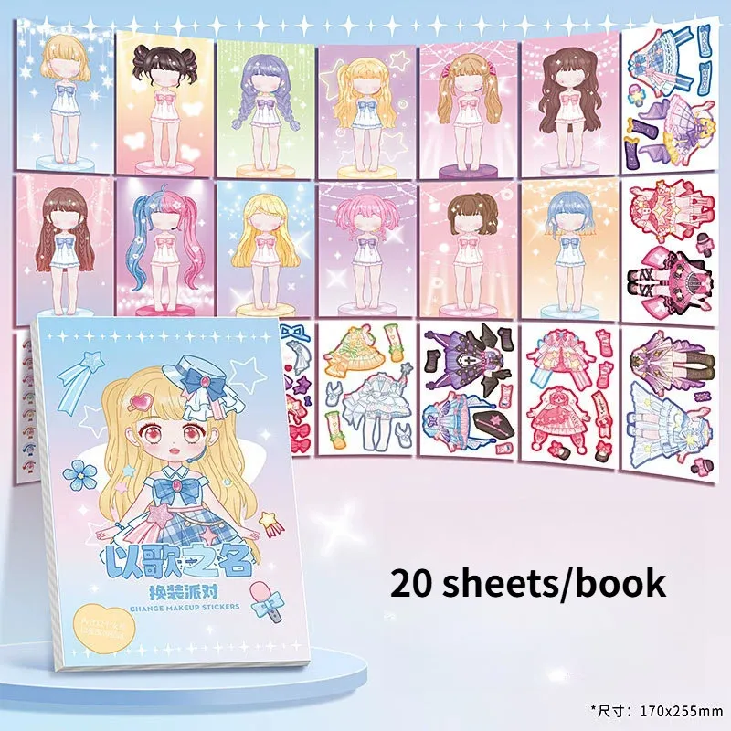DIY Dress Up Sticker Girl Paper Doll Quiet Book Sweet Cool Girl Star Doll Change Clothes Scrapbook Craft Children's Makeup Book - Image 4
