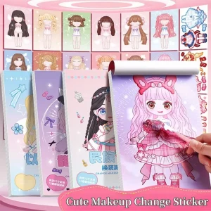 DIY Dress Up Sticker Girl Paper Doll Quiet Book Sweet Cool Girl Star Doll Change Clothes Scrapbook Craft Children's Makeup Book