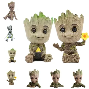 Disney Marvel Avengers Groot Mini Figure Pen Holder Flower Pot Anime Toys Action Figure Sitting Groot Christmas Kids Toys Gifts