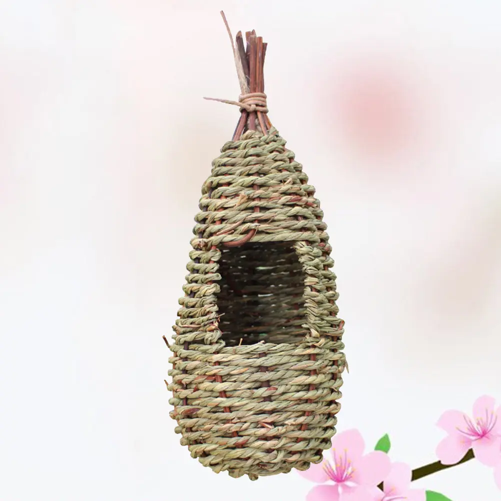 Eco Friendly Woven Grass Bird Nest Box Rustic Idyllic Hanging Birdhouse for Garden Window Mount Attract Birds Breeding Nesting - Image 3