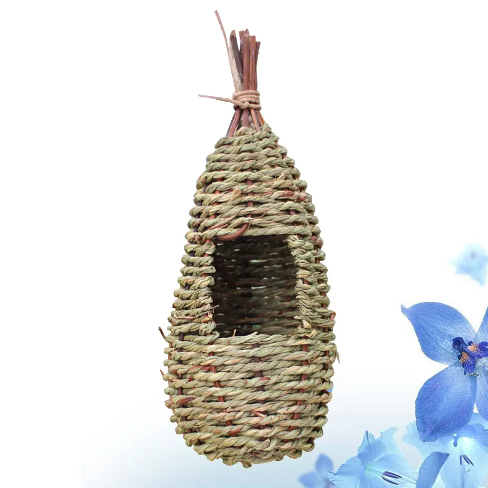 Eco Friendly Woven Grass Bird Nest Box Rustic Idyllic Hanging Birdhouse for Garden Window Mount Attract Birds Breeding Nesting - Image 4