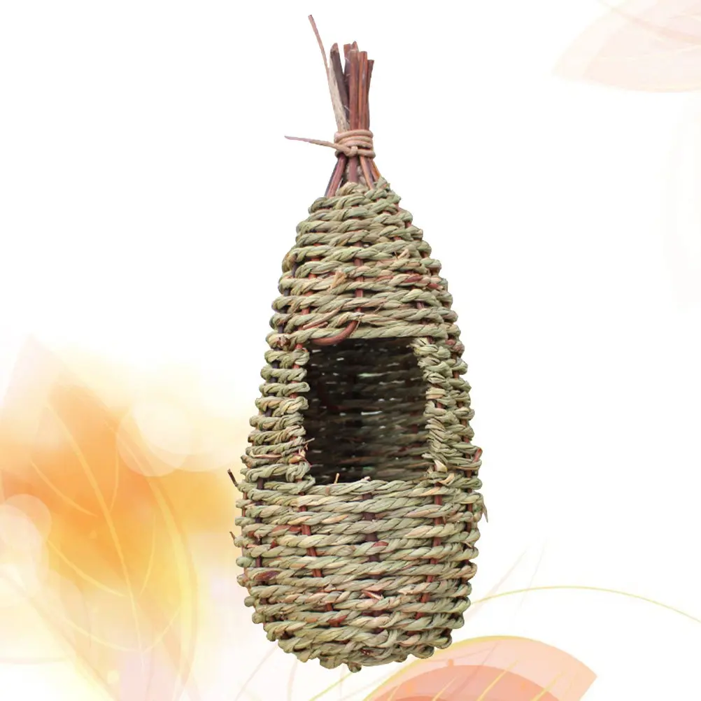 Eco Friendly Woven Grass Bird Nest Box Rustic Idyllic Hanging Birdhouse for Garden Window Mount Attract Birds Breeding Nesting - Image 6