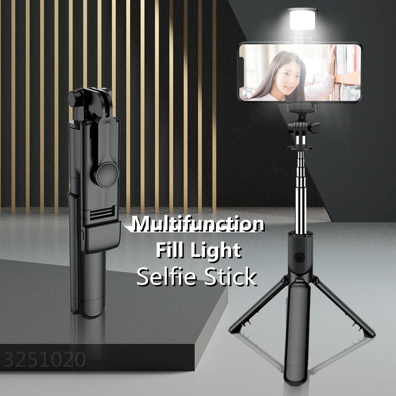 FGCLSY Bluetooth Wireless Selfie Tripod with Fill Light 360 Degree Rotation Remote Shutter is Suitable for Travel Shooting