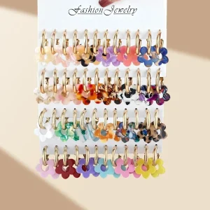 Fashion Acrylic Earrings Set Flower Pendant Colorful Earrings Gift Versatile Elegant Drop Earrings Women