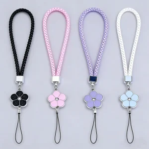 Fashion Braided Phone Chain with Floral Pendant Universal Phone Accessory