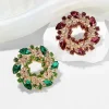 Fashion Rhinestone Wreath Bauhinia Brooches for Women Purple Green Crystal Wheat Ear Plant Pin Backpack Suit Party Accessories
